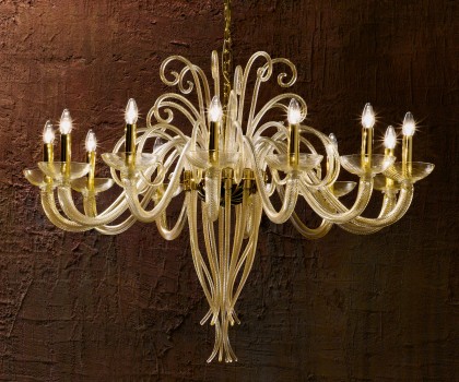 Modern Murano chandelier L6014k12 gold glass