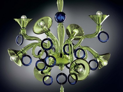 Green and Blue Modern Murano Glass Chandelier DML503K8GB