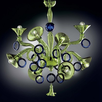 Green and Blue Modern Murano Glass Chandelier DML503K8GB