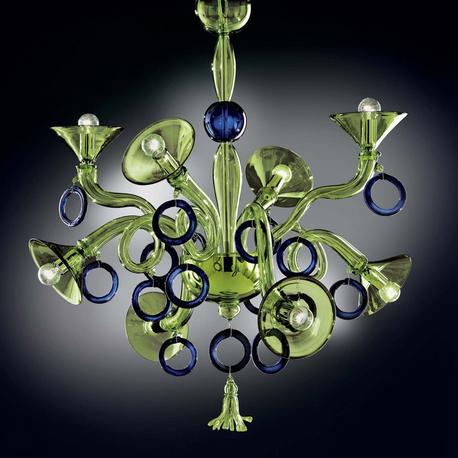 Green and Blue modern Murano glass chandelier DML503K8 8 lights