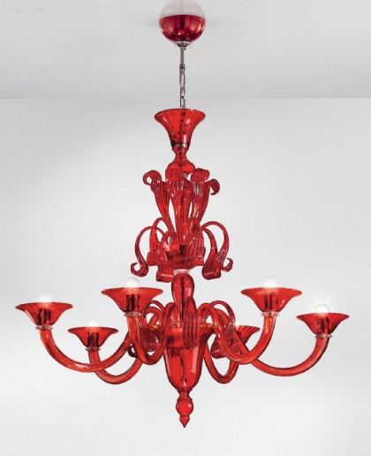 Ruby Red Modern Murano Glass Chandelier L1425K6