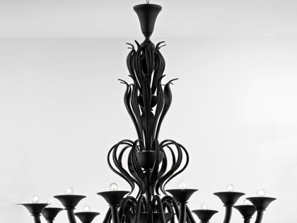 Matte Black Murano Glass Chandelier L1431K12NV