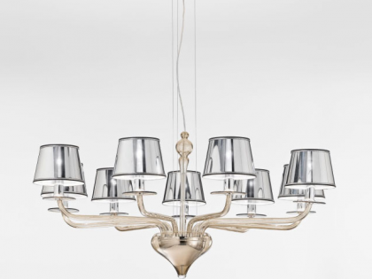 Contemporary Modern Murano Pendant Chandelier L2010K9 Smoky Glass