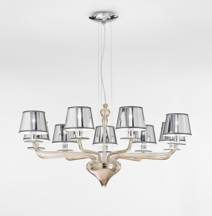 Contemporary Modern Murano Pendant Chandelier L2010K9 Smoky Glass