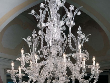 Murano Chandelier Large Ca Rezzonico L7061K12 Clear Glass