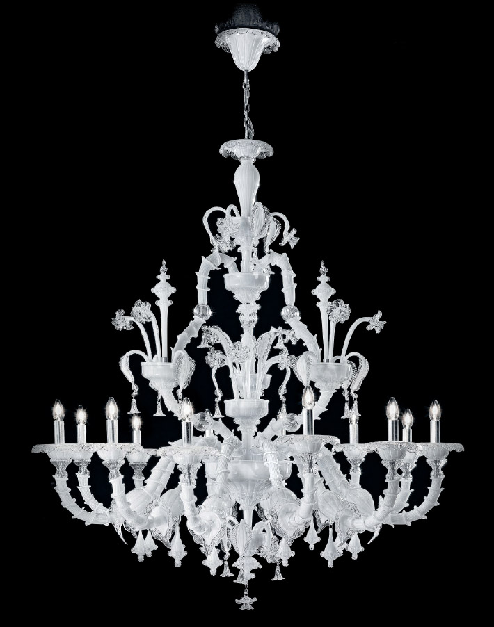 Milky White traditional Murano glass chandelier L1471K12 rezzonico