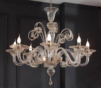 Clear Glass Modern Murano Chandelier S1199L8