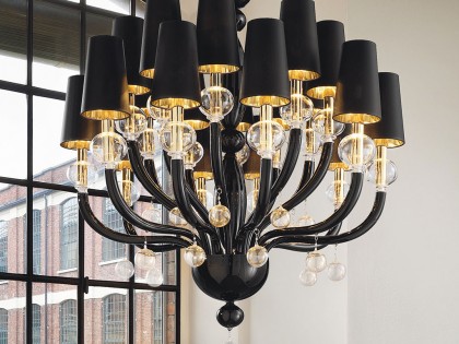 Black Modern Murano Chandelier with Black Lampshades DMMADML20K