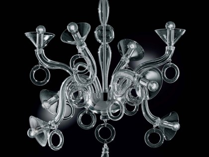 Clear Glass Modern Murano Chandelier DML503L8 Chrome Finish