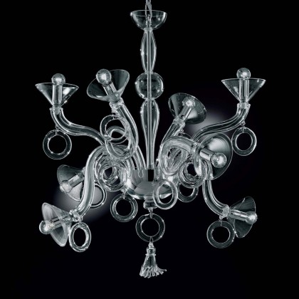 Clear Glass Modern Murano Chandelier DML503L8 Chrome Finish