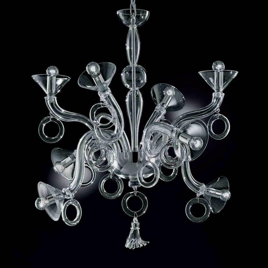 Clear glass modern murano chandelier dml503l8 chrome finish murano ... Murano chandelier modern