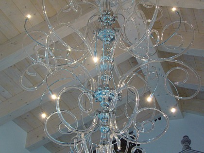 Clear with Chrome Modern Contemporary Murano Chandelier BAL1806X18