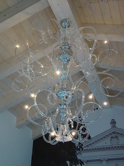 Clear with Chrome Modern Contemporary Murano Chandelier BAL1806X18