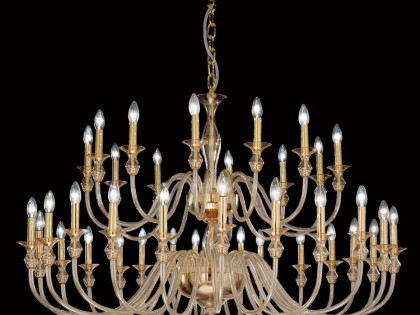 Modern Amber Murano Glass Chandelier with Gold Metal Finish L2599K36