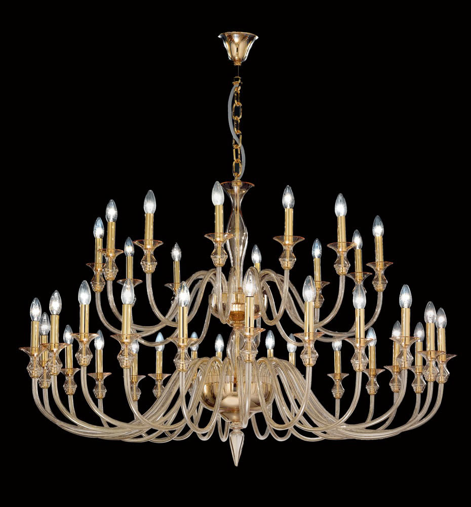 Modern Murano chandelier amber glass gold frame L2599K24+12