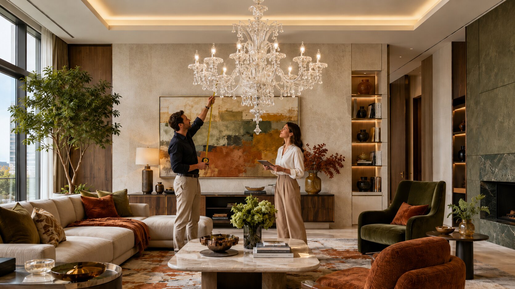 how to choose right size chandelier with designer