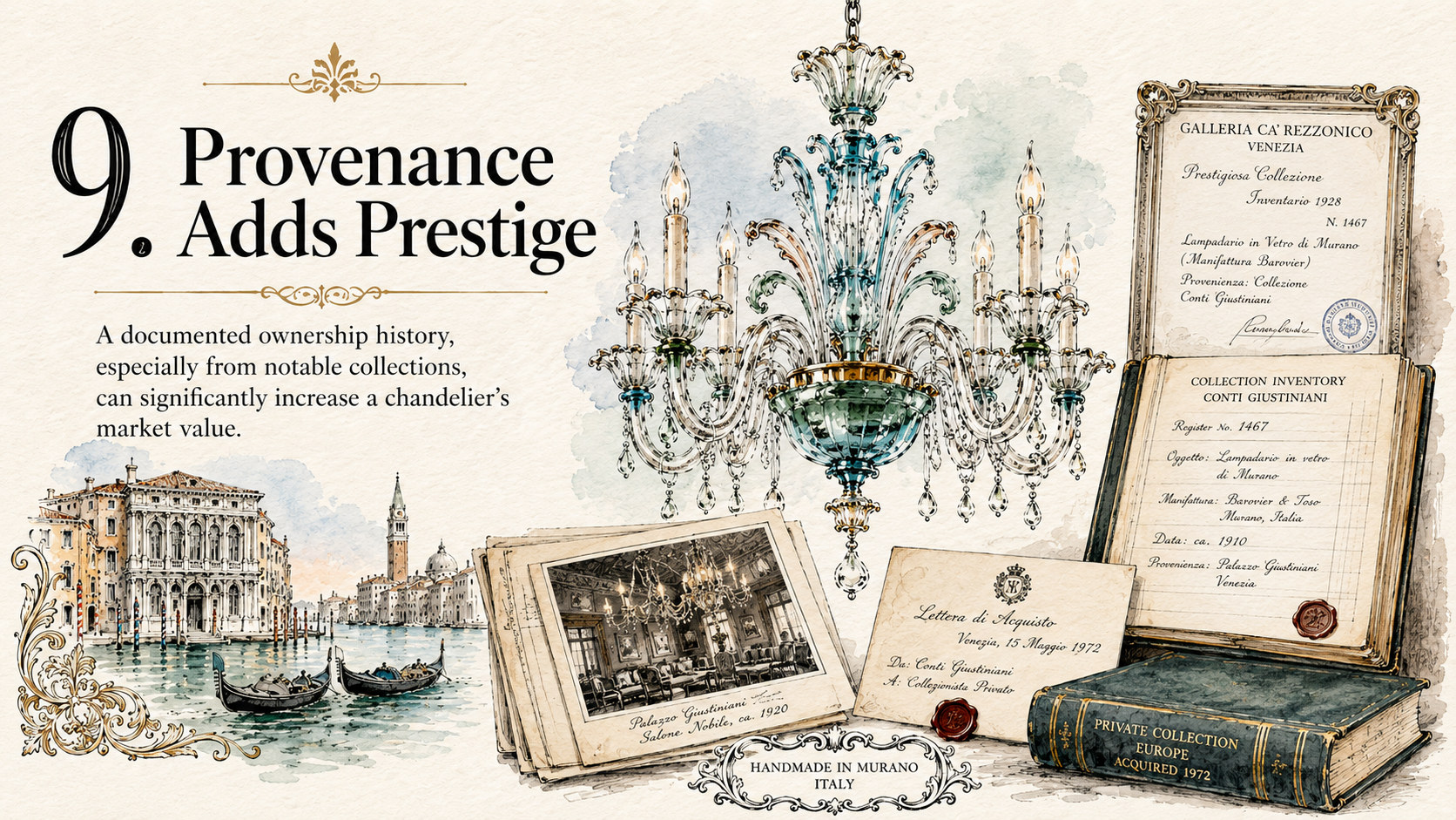 Murano Glass Chandeliers Value - provenance adds prestige