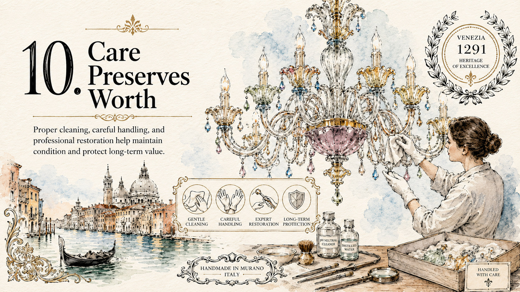 Murano Glass Chandeliers Value Appreciation - care preserves worth