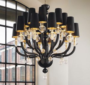 Black Modern Murano Chandelier black gold lampshades DMLK20K