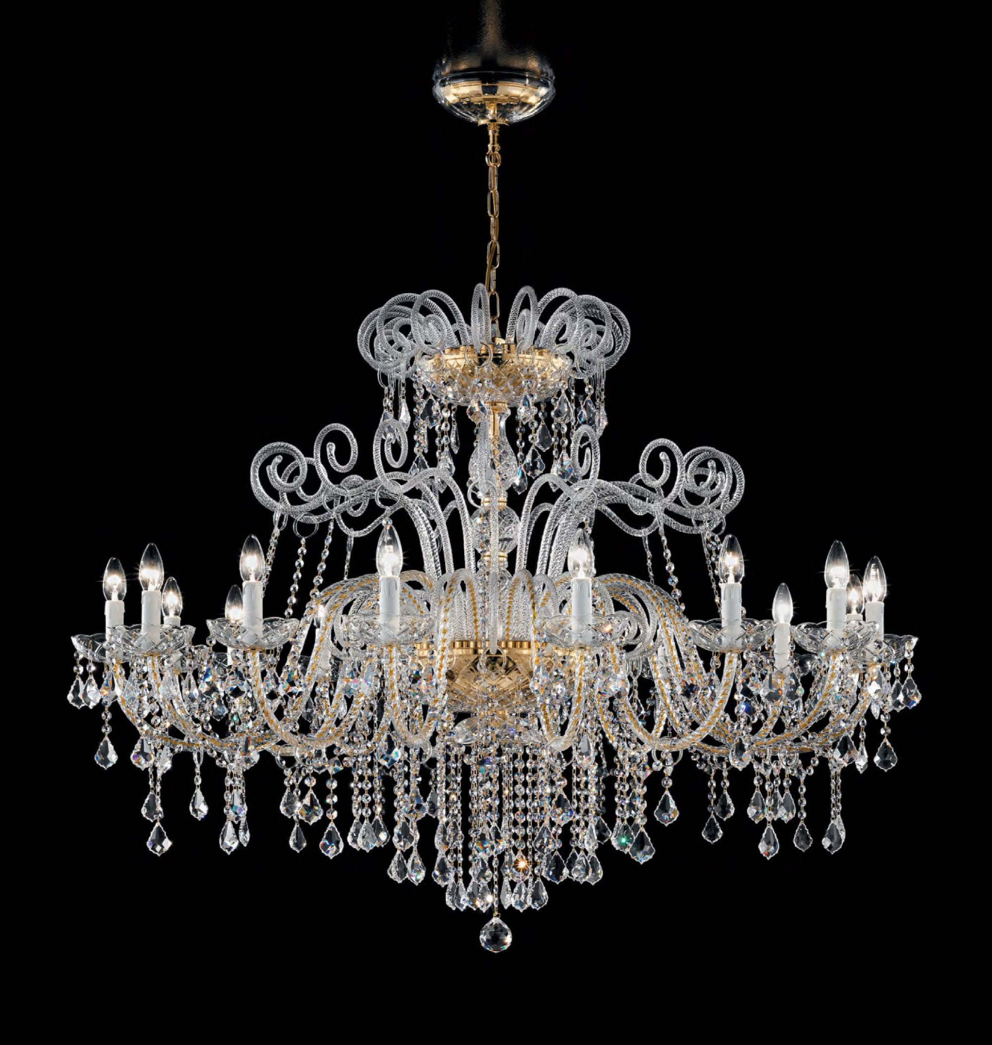 Antique Style Murano Glass Chandelier with Swarovski Crystals and Gold Metal Finish – SYL947K16