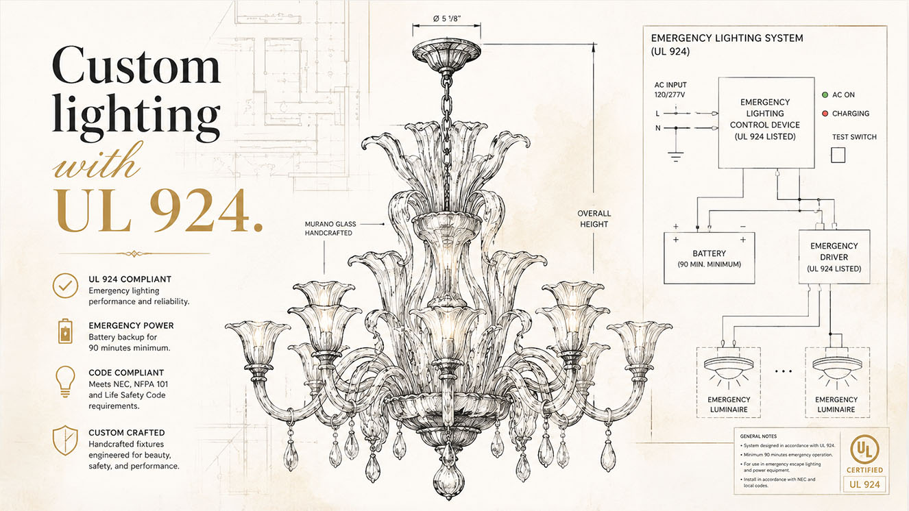 Custom UL 924 Emergency Lighting Fixtures Murano Imports