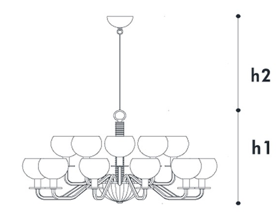 Modern suspended chandelier Il251K15 tech info