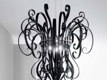 Black Glass Modern Contemporary Murano Chandelier DMCIO0S6