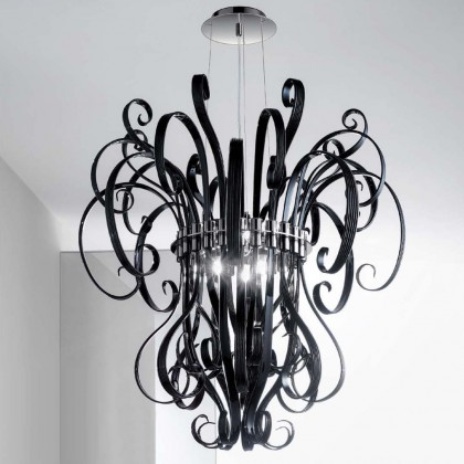 Black Glass Modern Contemporary Murano Chandelier DMCIO0S6