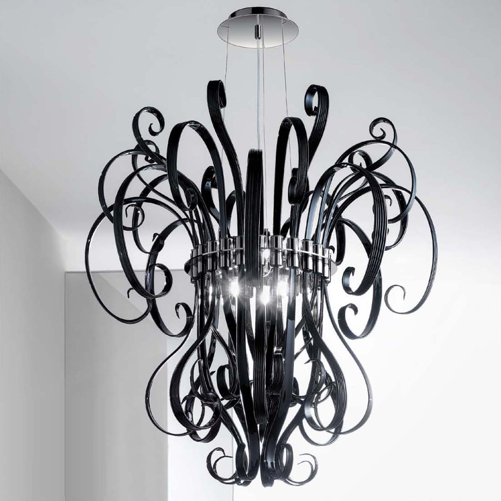 Black Contemporary Murano Chandelier DMCIO0S6 chrome lighting