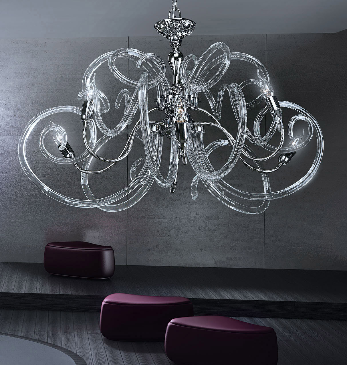 Modern chandelier Contemporary Chandelier with Clear Murano Glass BAL1806X6