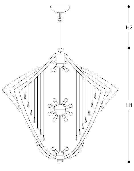 Chrome metal with Swarovski crystals chandelier IL2302S40 technical info 