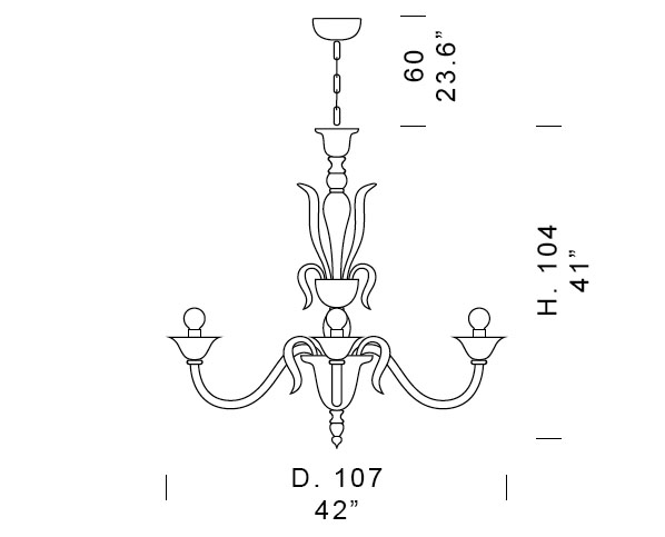 Gold Modern Murano Chandelier SYL1425K8 tech info