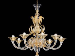 Spectacular Gold Modern Murano Chandelier SYL1425K8