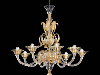Spectacular Gold Modern Murano Chandelier SYL1425K8