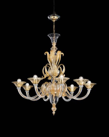 Spectacular Gold Modern Murano Chandelier SYL1425K8