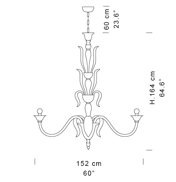 Gold Modern Murano chandelier L1431K16 tech info
