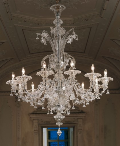 Large Murano Chandelier – Clear Glass Rezzonico L7099K12