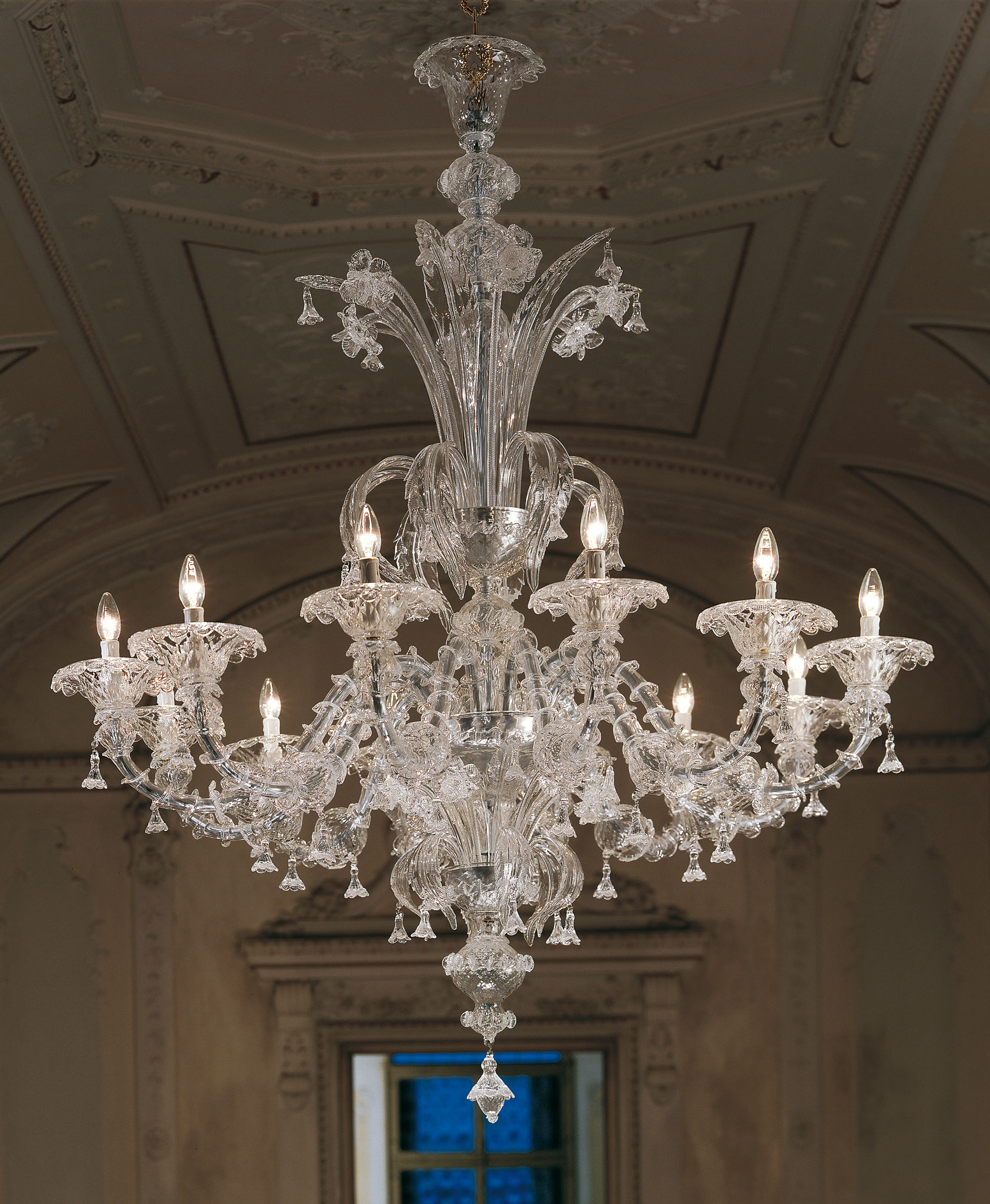 Large Clear Glass Rezzonico Murano chandelier L7099K12 chrome finish