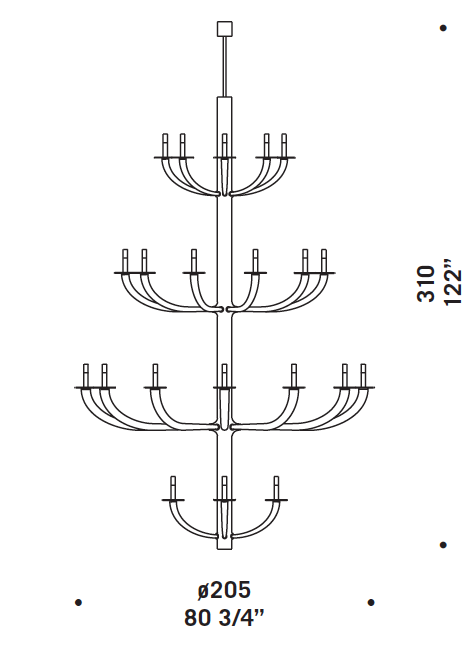 Large Contemporary metal chandelier DMLSUPER-K36 white techinfo