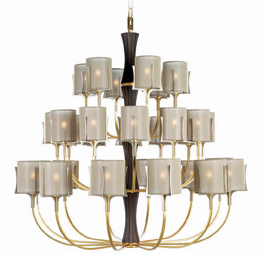 Large Modern chandelier OL1111GW24 satin gold ebony wood