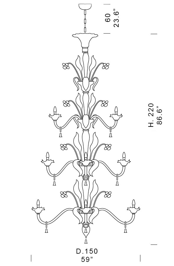 Large Modern Murano chandelier SYL1377k28 tech info