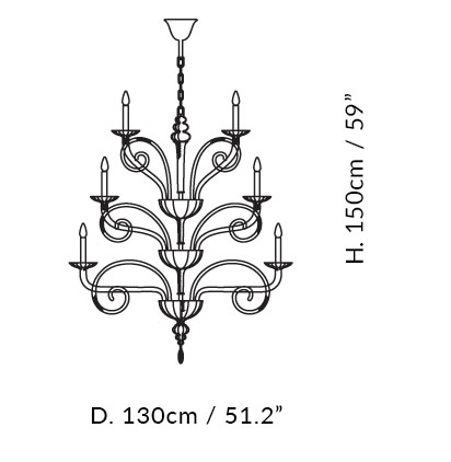 Large Traditional Murano chandelier L6011K30 tech info