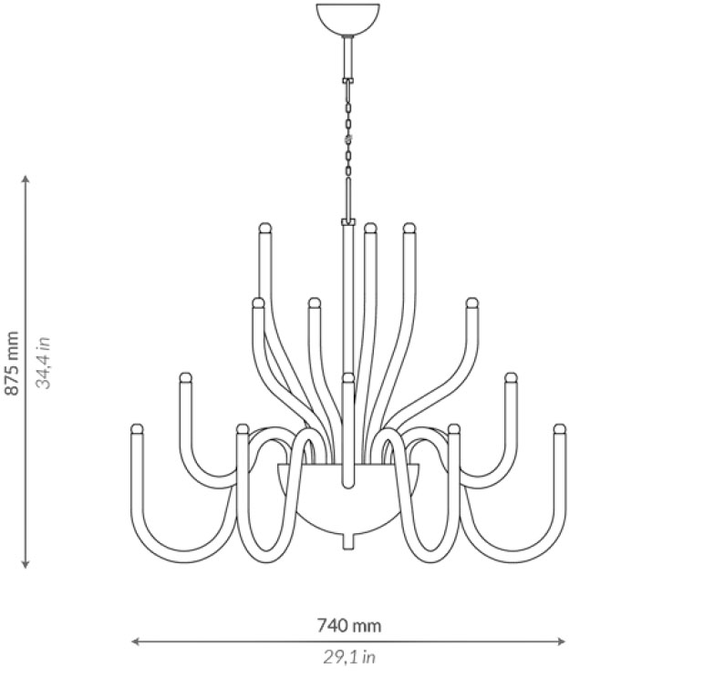 Modern Murano chandelier AZTF1018CH18 tech info