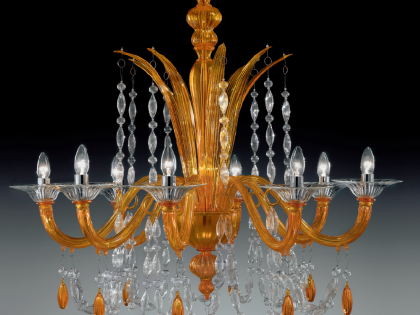 Orange Color Modern Murano Glass Chandelier DML6009K8 Chrome Finish
