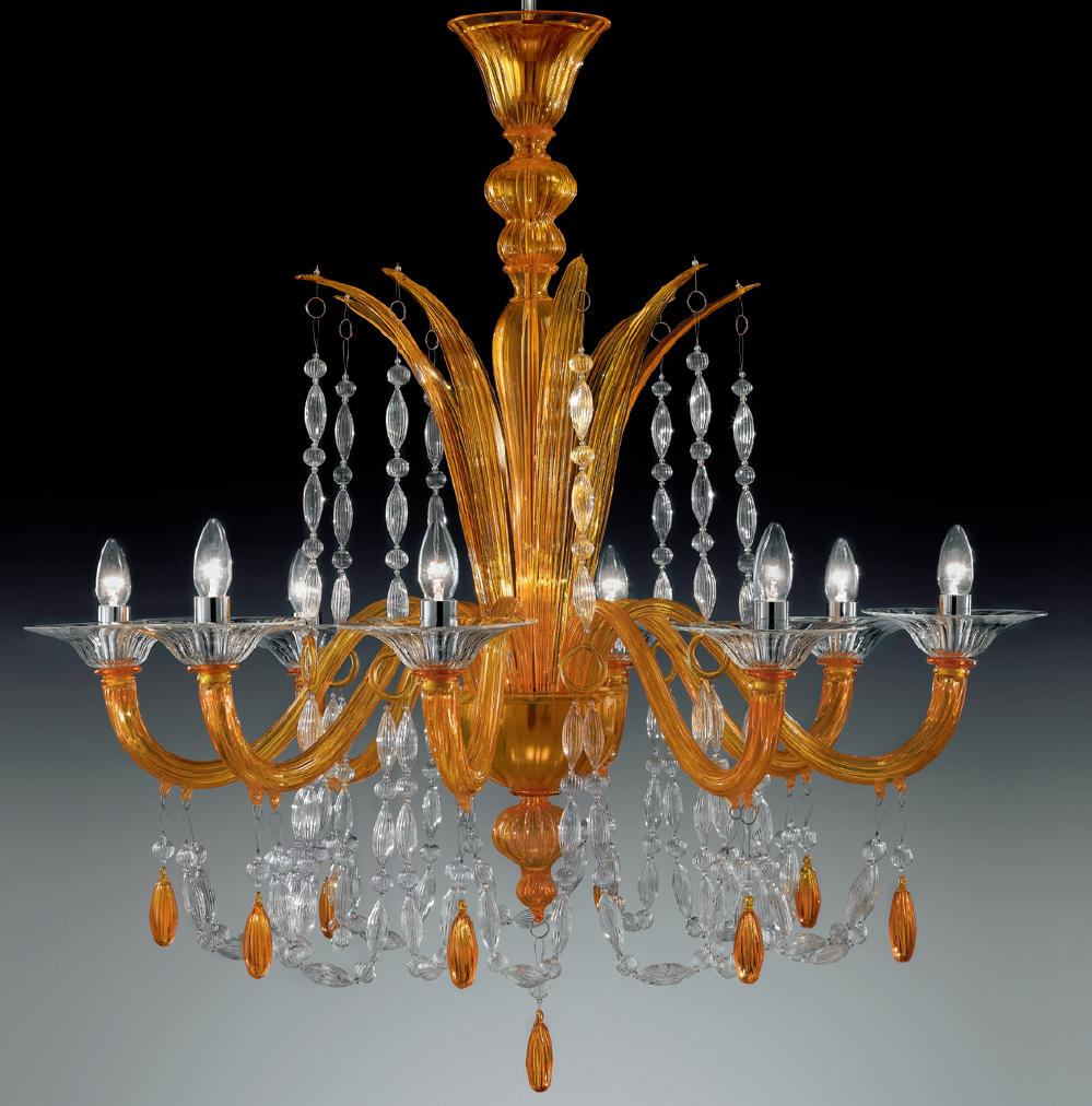 Orange color modern Murano glass chandelier DML6009K8