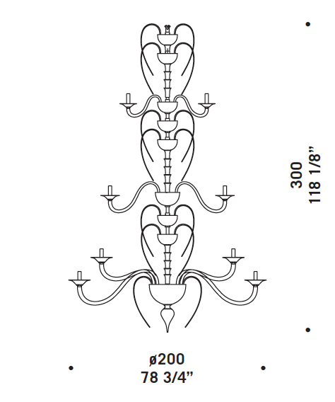 Modern Staircase Chandelier Murano DML8020K40 tech info