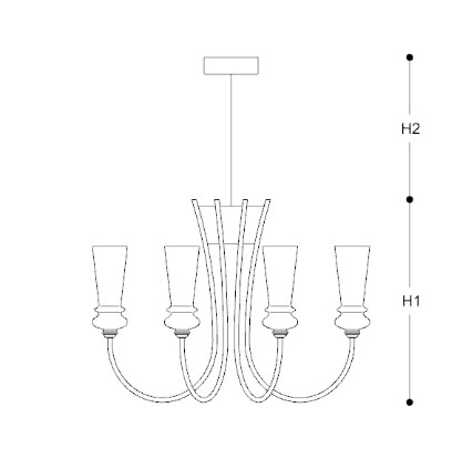 Modern chandelier cooper with clear glass IL2296K8 tech info