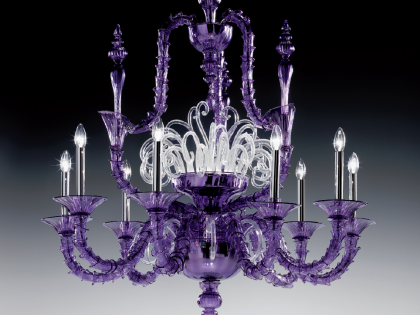 Large Purple Traditional Rezzonico Murano Glass Chandelier DM0VIVA0K10