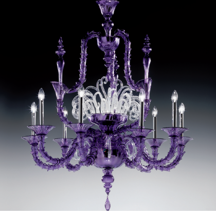 Large Purple Traditional Rezzonico Murano Glass Chandelier DM0VIVA0K10