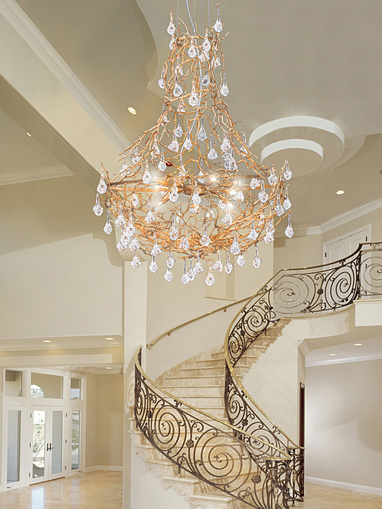 Murano Chandeliers Traditional Venetian Modern Contemporary Staircase Gold Chandelier Ct3300l12 In Interior